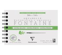 Clairefontaine 976089C Álbum Espiral Fontaine Extra Blanco Grano Granulado grueso 12x18cm 300g - 12 Hojas Papel Acuarela Extra Blanco 100% Algodón - Calidad Profesional