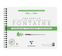 Clairefontaine 976091C Album Spiralé Fontaine Extra Blanc Grain Torchon 24x30cm 300g - 12 Feuilles Papier Aquarelle Extra Blanc 100% Coton - Qualité Professionnelle