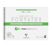 Clairefontaine 976092C Album Spiralé Fontaine Extra Blanc Grain Torchon 30x40cm 300g - 12 Feuilles Papier Aquarelle Extra Blanc 100% Coton - Qualité Professionnelle