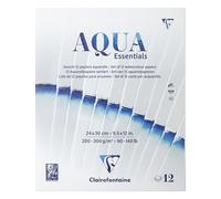 Clairefontaine 976099C Bloc encolado Aqua Essential 24x30 cm - Surtido de 12 Papeles Acuarela - Ideal para la Técnica Húmeda