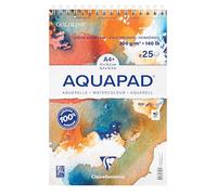 Clairefontaine 976103C Aquapad A4 - Bloque espiral microperforado (21 x 29,7 cm, 300 g, 25 hojas, papel de acuarela blanco, grano medio fino, ideal para la técnica húmeda