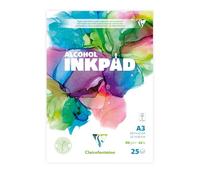 Clairefontaine 976108C Bloc encolado Alcohol Inkpad A3 29,7x42 cm 90g - 25 Hojas Papel para Tintas a Alcohol Extra Blanco - Ideal para el Fluid Painting con de los Tintas a alcohol