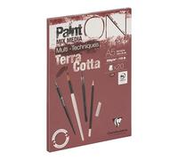 Clairefontaine 976152C - Bloque de encolado (multitécnico, terracota, A5, 14,8 x 21 cm, 250 g, 20 hojas, papel de dibujo multitécnico, grano ligeramente áspero - Terracota