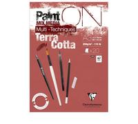 Clairefontaine 976154C Bloc Encollé PaintON Multi-techniques Terracotta A3 29,7x42 cm 250g - 20 Feuilles Papier Dessin Multi-techniques au Grain Légèrement Rugueux - Terracotta