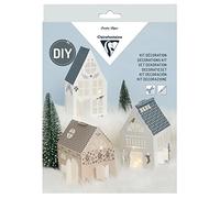 Clairefontaine 97711C - Kit Creativo Completo para Adultos - 3 Casas de Papel Iluminadas con Adornos Navideños - Paso a Paso Incluido - Decoración - Pasatiempos Creativos, Bricolaje