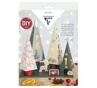 Clairefontaine 97713C - Kit de decoración de adviento con 4 abetos brillantes de papel para decoración de Navidad con vitaminas, para adultos, paso a paso incluido, decoración y ocio creativo