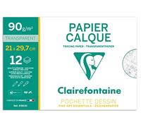 Clairefontaine, 97853C, Papel de calco superior, 12 hojas, A4 (21 x 29,7 cm), 90/95g