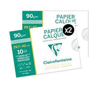 Clairefontaine 97883AMZC - Un lote de 2 Carpetas Dibujo Escolar - 10 Hojas Papel Calco Altamente Transparente - A3 29,7x42 cm 90/95g - Ideal para el Dibujo Técnico