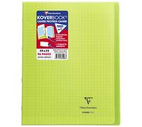 Clairefontaine 981403C - Un paquet de 10 cahiers piqués Koverbook 96 pages 24x32 cm 90g grands carreaux, couverture polypro (plastique) transparente, Vert