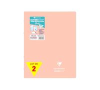 Clairefontaine 981479AMZC Un lot de 2 Cahiers Agrafés Koverbook - 24x32 cm - 96 Pages Petits Carreaux avec Marge 90 g - Couverture Polypro - corail