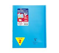 Clairefontaine 981602AMZC Un lot de 2 Cahiers Agrafés Koverbook - 24x32 cm - 96 Pages Petits Carreaux avec Marge 90 g - Couverture Polypro - bleu