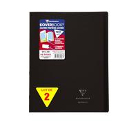 Clairefontaine 981607AMZC Un lot de 2 Cahiers Agrafés Koverbook - 24x32 cm - 96 Pages Petits Carreaux avec Marge 90 g - Couverture Polypro - noir