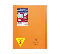 Clairefontaine 981609AMZC Un lot de 2 Cahiers Agrafés Koverbook - 24x32 cm - 96 Pages Petits Carreaux avec Marge 90 g - Couverture Polypro - orange