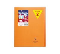 Clairefontaine 981609C - Un paquet de 10 cahiers piqués Koverbook 96 pages 24x32 cm 90g petits carreaux avec marge, couverture polypro (plastique) transparente, Orange