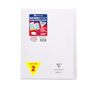 Clairefontaine 981620AMZC Un lot de 2 Cahiers Agrafés Koverbook - 24x32 cm - 96 Pages Petits Carreaux avec Marge 90 g - Couverture Polypro - incolore