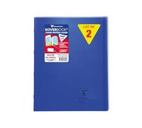Clairefontaine 981622C - Un paquet de 10 cahiers piqués Koverbook 96 pages 24x32 cm 90g petits carreaux avec marge, couverture polypro (plastique) transparente, Bleu marine