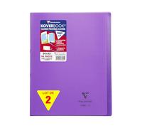 Clairefontaine 981650AMZC Un lot de 2 Cahiers Agrafés Koverbook - 24x32 cm - 96 Pages Petits Carreaux avec Marge 90 g - Couverture Polypro - violet