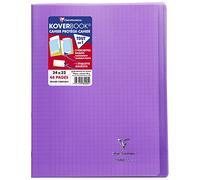 Clairefontaine 984405C - Un paquet de 10 cahiers piqués Koverbook 48 pages 24x32 cm 90g grands carreaux, couverture polypro (plastique) transparente, Violet