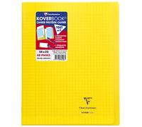 Clairefontaine 984406C - Un paquet de 10 cahiers piqués Koverbook 48 pages 24x32 cm 90g grands carreaux, couverture polypro (plastique) transparente, Jaune