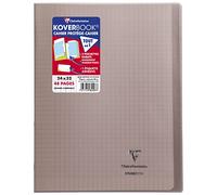 Clairefontaine 984407C - Un paquet de 10 cahiers piqués Koverbook 48 pages 24x32 cm 90g grands carreaux, couverture polypro (plastique) transparente, Gris