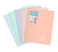 Clairefontaine 984481C - Un paquet de 10 cahiers piqués Koverbook Blush 48 pages 24x32 cm grands carreaux 90g, couverture polypro (plastique), couleur aléatoire