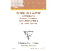 Clairefontaine Bloc de papel milimetrado 97135C (A4, 90 g, 50 hojas), color blanco