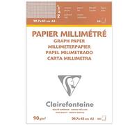 Clairefontaine Bloc de papel milimetrado 97136C (A3, 90 g, 50 hojas), color blanco