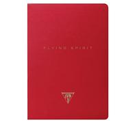 Clairefontaine Cuaderno Flying Spirit Red con costuras textiles 14,8x21cm 96p rayado patrones surtidos 90g papel marfil