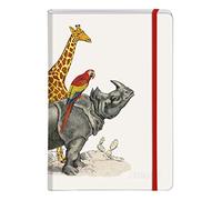 Clairefontaine ES 115744C - Cuaderno rígido rayado con motivos de animales/jirafas - A5 14,8x21 cm 96 páginas rayadas 90g Papel blanco - Cierre elástico - Colección Animalis