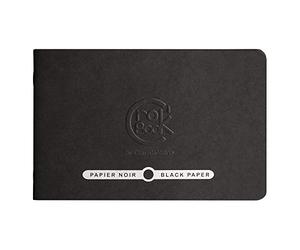 Clairefontaine ES 60314C Cuaderno Grapado Crok'Book - 20 Hojas Papel de Dibujo Negro 17x11 cm 120g - Formato Horizontal - Cubierta Negra Flexible Personalizable