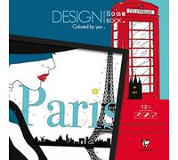 Clairefontaine ES 97447C Bloc 'Design Home Book' de 12 Hojas Impresas 250 g/m² a Color, Formato 30 x 30 cm, Pasatiempos Creativos y Colorantes Adultos y Niños, Ciudades Temáticas