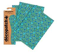 Clairefontaine ES Décopatch C388O - Une pochette de 3 feuilles de papier imprimé 30x40 cm, Kenja bleu vert