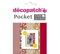 Clairefontaine ES Décopatch DP027C- Una bolsa de 5 hojas de papel de Decopatch, papel impreso, 30 x 40 cm, motivos asortitos, rojo.