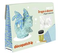 Clairefontaine ES Décopatch KIT035C - Kit completo de dragón con un animal pulpado pintado en blanco, 2 hojas, 1 pincel y 1 bote de pegamento para manualidades, manualidades y manualidades