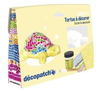 Clairefontaine ES Décopatch KIT036C - Kit completo de tortuga con un animal pulpado pintado en blanco, 2 hojas, 1 pincel, 1 bote de pegamento para manualidades, manualidades y manualidades