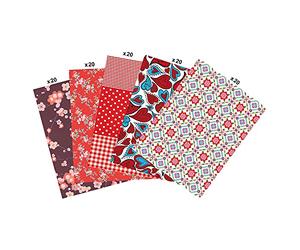 Clairefontaine ES Décopatch - Papel decorativo (30 x 40 cm), diseño de hojas, color rojo