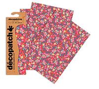Clairefontaine ES Décopatch - Ref C751O - Paquete de papel con patrón floral rosa - Cada hoja de 30 x 40 cm, paquete de 3 hojas de papel - utilizado con pegamento y barniz Décopach, color rosa