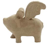 Clairefontaine ES Décopatch SA218C - Soporte de papel marrón maché, 15 x 9,5 x 15 cm, cerdo volante.