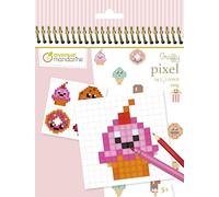 Clairefontaine ES Avenue Mandarine GY099C - Un cuaderno de espiral Graffy Pixel 24 páginas para colorear (12 modelos x 2 - 24 hojas cuadriculadas en blanco) 250 g Gourmandises Kawaï