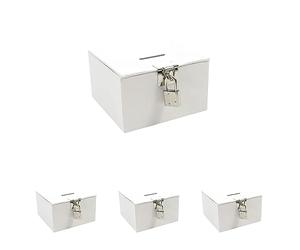 Clairefontaine ES Maildor GB022O - Une boite à trésors Gamme Blanche, avec cadenas et 2 clés, en carton avec contrecollage papier 10,5x10,5x6 cm (Paquete de 4)