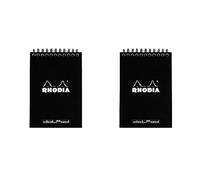 Clairefontaine ES Rhodia 135039C - Bloc de notas (DIN A6, 10,5 x 14,8 cm, doble espiral, rejilla dot microperforada, 80 hojas), color negro (Paquete de 2)