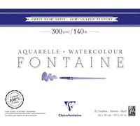 Clairefontaine Fontaine 96406C - Bloc de dibujo (papel de acuarela semisatinado, 24 x 30 cm, 25 hojas, 300 g), color blanco