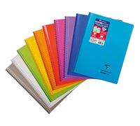 Clairefontaine Koverbook 376601 C - Libreta de espiral con protectora enveloppante en Polypro cuadros pequeños 160 páginas 90 g A4 color aleatorio