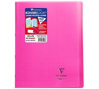 Clairefontaine Koverbook - Cuaderno cosido de 96 páginas con cuadrí, tapa de polipropileno, de 90 g, 24 x 32 cm, color Rose