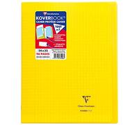Clairefontaine Koverbook - Cuaderno cosido de 96 páginas con cuadrículas grandes y tapa de polipropileno, de 90 g, 24 x 32 cm, color transparente y amarillo 32.50 x 25.50 x 0.70