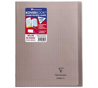 Clairefontaine Koverbook - Cuaderno cosido de 96 páginas con cuadrículas grandes y tapa de polipropileno, de 90 g, 24 x 32 cm, color gris