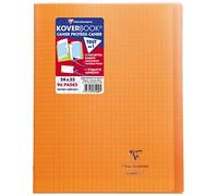 Clairefontaine Koverbook - Cuaderno cosido de 96 páginas con cuadrículas grandes y tapa de polipropileno, de 90 g, 24 x 32 cm, color naranja