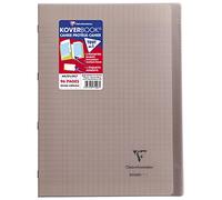 Clairefontaine Koverbook - Cuaderno cosido de 96 páginas con cuadrículas grandes y tapa Polypro, color gris
