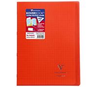 Clairefontaine Koverbook - Cuaderno cosido de 96 páginas con cuadrículas grandes y tapa Polypro, color rojo