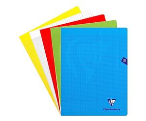 Clairefontaine Mimesys 303381C Cuaderno acolchado de polipropileno, cuadros grandes, 140 páginas, 90 g, 24 x 32 cm, color aleatorio